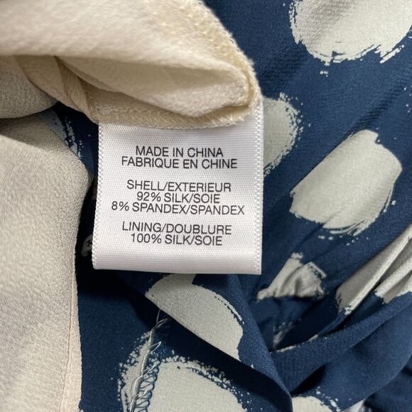 Theory 6 Blue Print Dress One Sleeve Side Zip Belted Silk Spandex - Picture 5 of 6